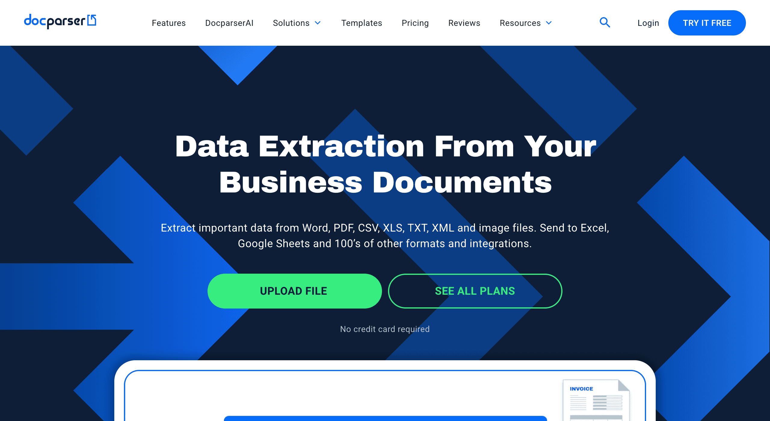 The Docparser homepage