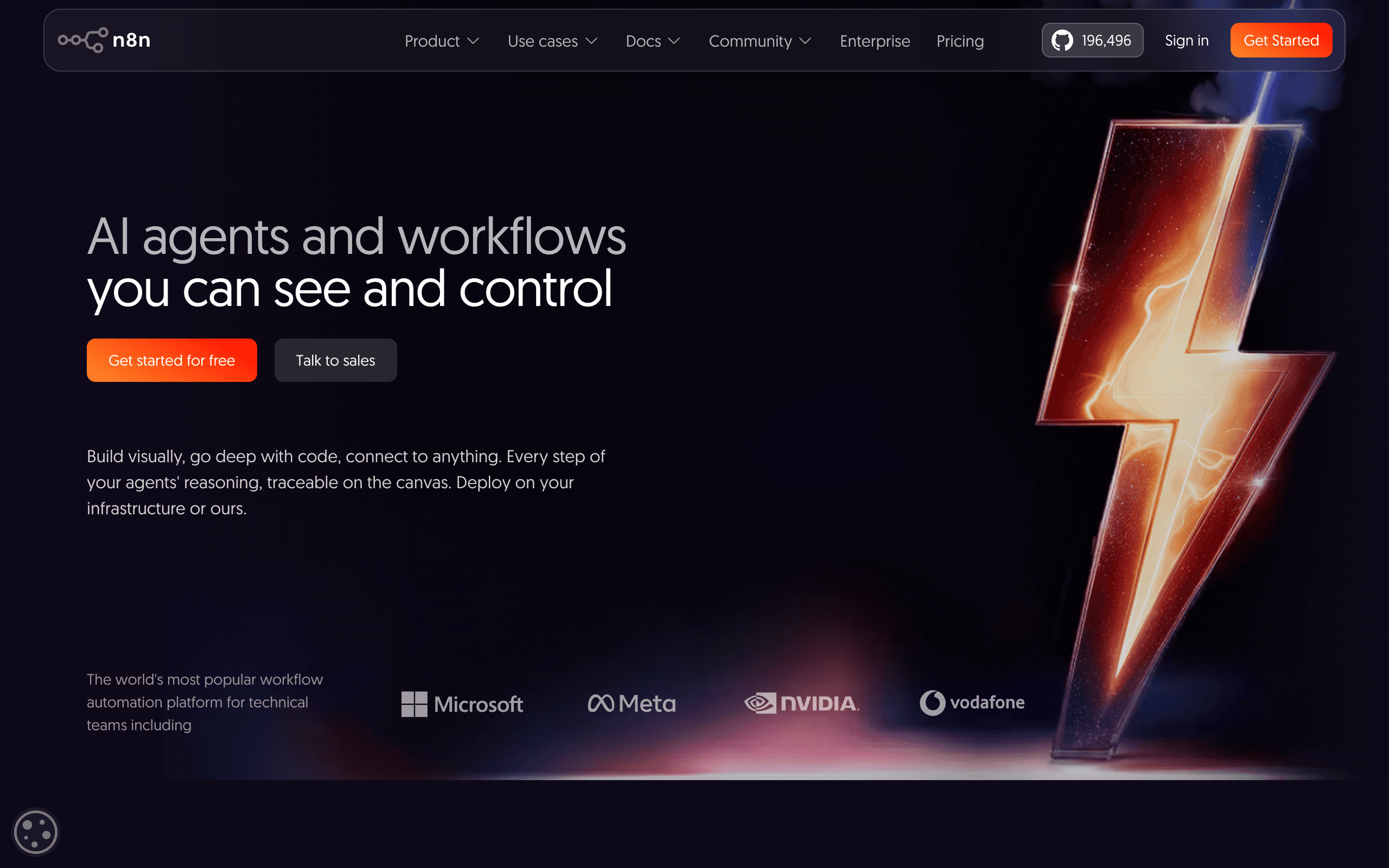 The n8n homepage