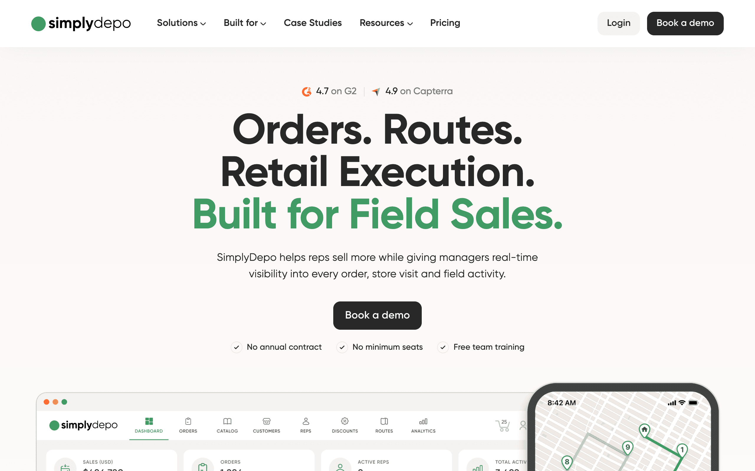 The SimplyDepo homepage